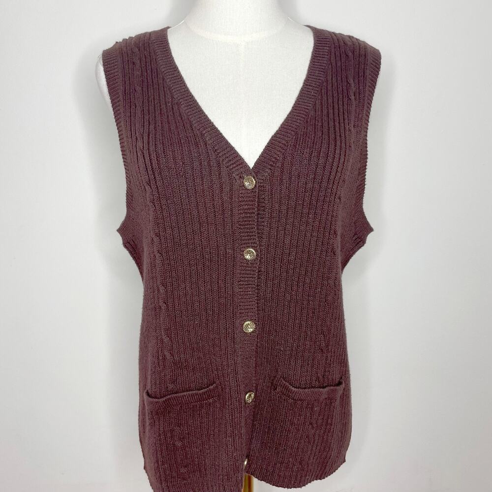Vintage 90s Sag Harbor Dark Academia Old Money Preppy Heritage Sweater Vest‎ S